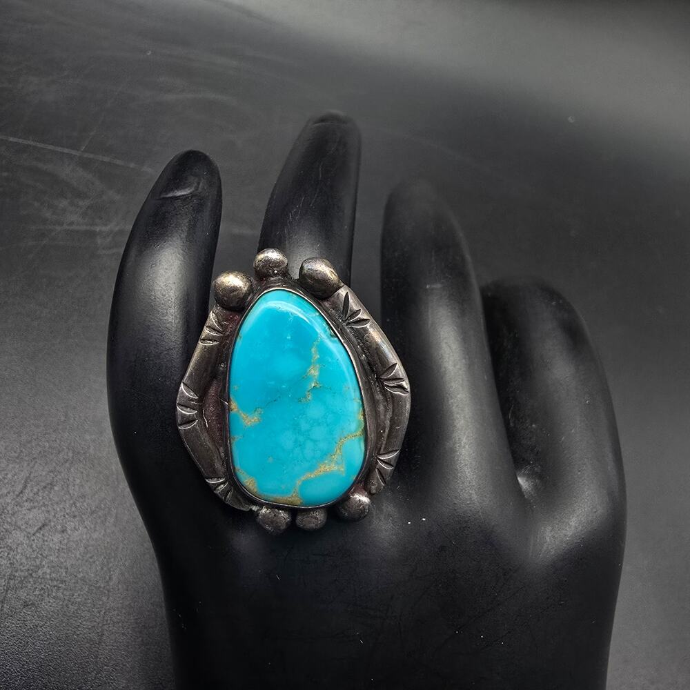 Sterling Silver Turquoise Ring Size 5.5 Native Navajo Signed